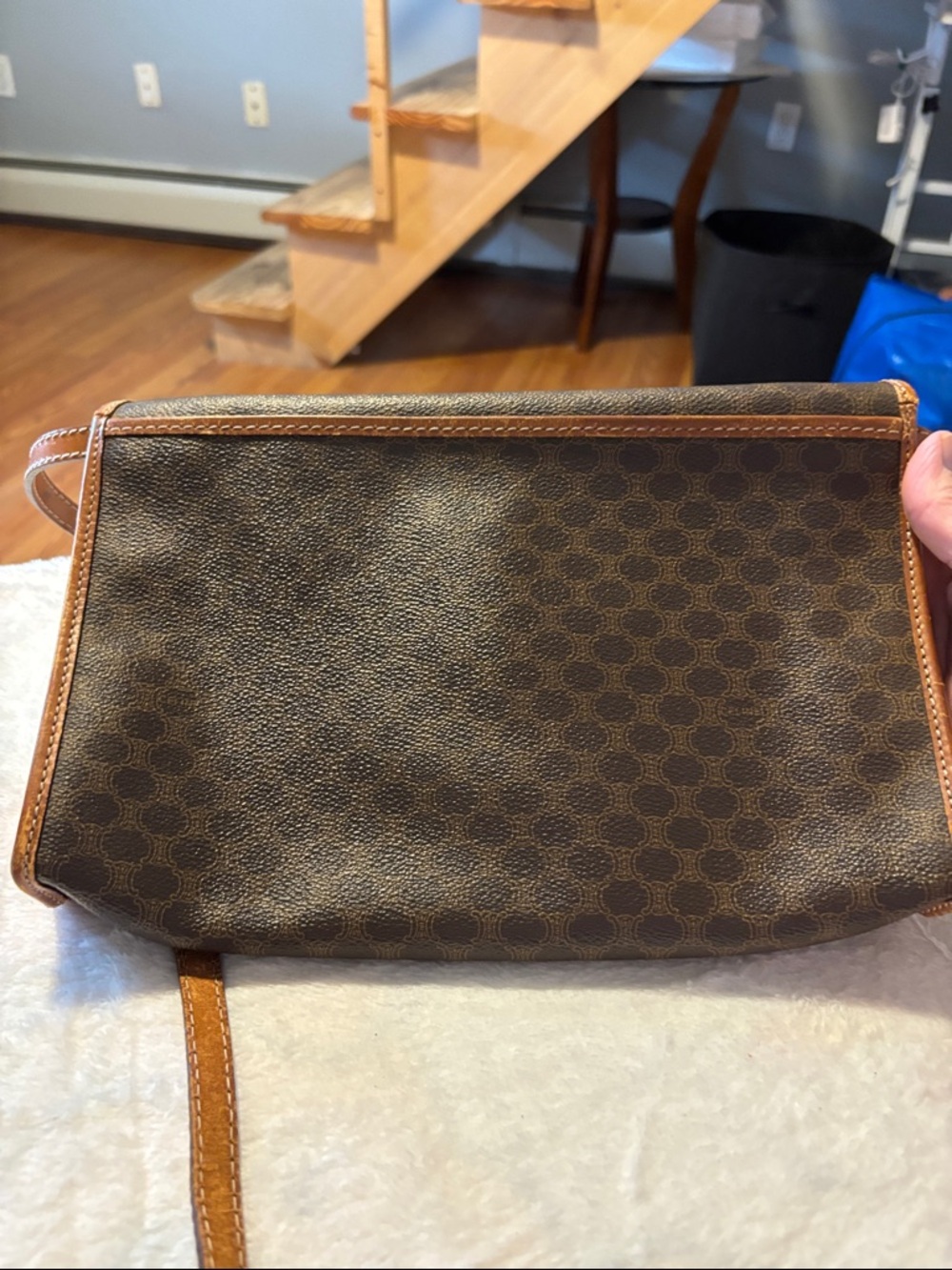 Celine Brown Monogram Canvas Toiletry Clutch with Tan Leather Trim - Picture 3 of 11